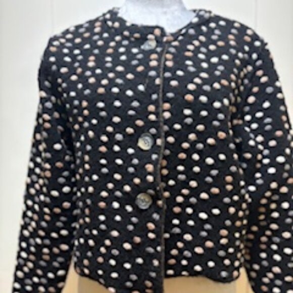 Boiled wool crop jacket in black with polka dots by Cut Loose size L - Picture 1 of 4